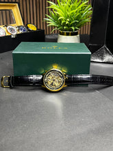 Rolex Inspired Gold Case Black Strap Skeleton Automatic Watch