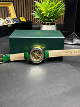 Rolex Inspired Gold Case Green Strap Skeleton Automatic Watch