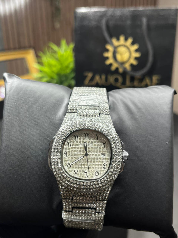 Patek Phillipe Inspired Diamond Arabic Nautilus Style Men's Watch