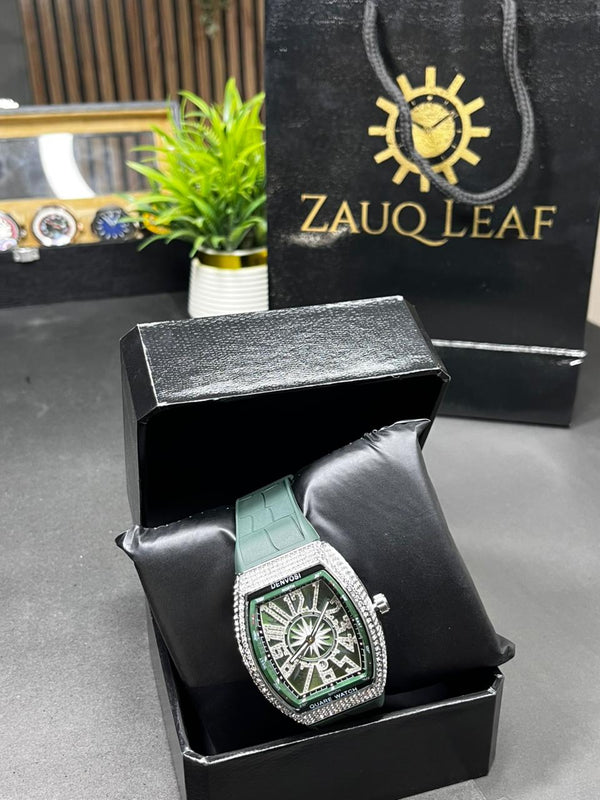 Frank Muller Inspired design Green Strap Tonneau Luxury Men's Watch